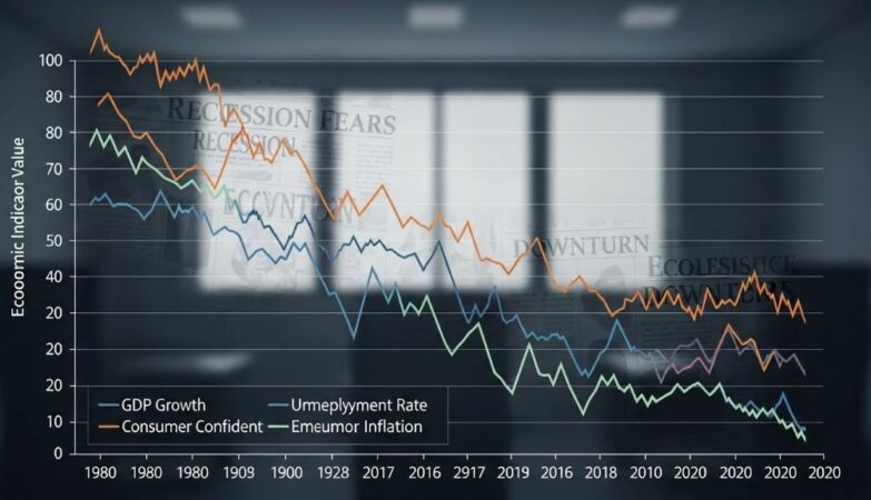 Graph showing declining economic indicators over multiple decades illustrating slow-moving crisis progression