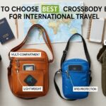 Woman wearing TSA-friendly purse at airport security checkpoint