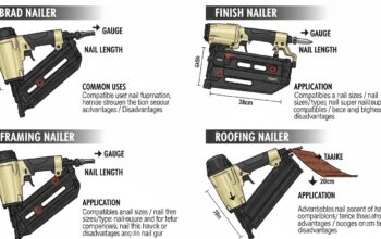 Different types of nail guns including framing nailer finish nailer and brad nailer