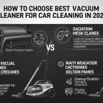 handheld vacuum cleaner removing dust from car seat upholstery