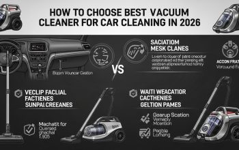 handheld vacuum cleaner removing dust from car seat upholstery