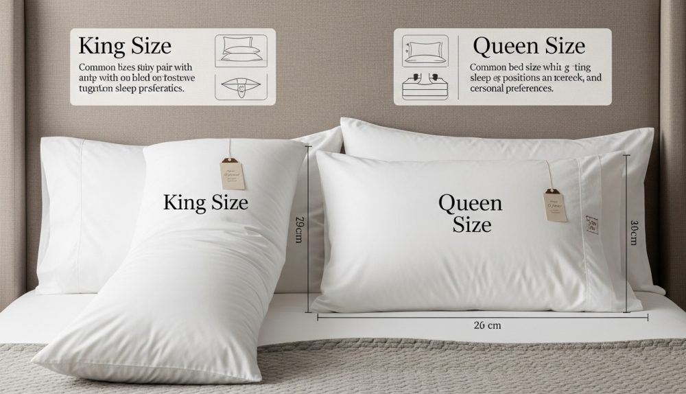 king size pillow vs queen size pillow dimension comparison chart