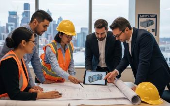 Seattle engineering team reviewing construction site safety plans