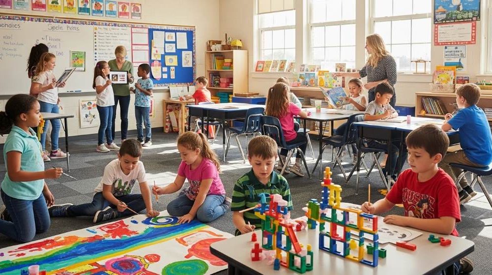 Students collaborating in a creative Nashville classroom