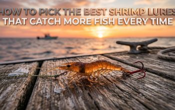 realistic soft plastic shrimp lure close-up for saltwater fishing