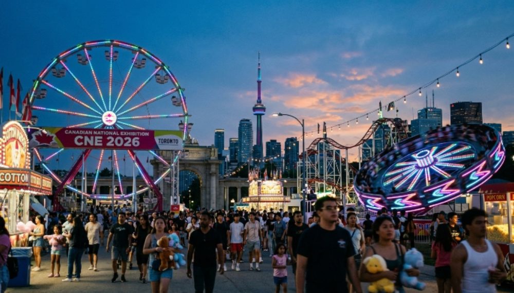 Canadian National Exhibition 2026 midway rides at Exhibition Place Toronto