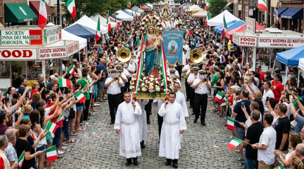 Madonna Dei Martiri procession through Hoboken streets during Italian Festival