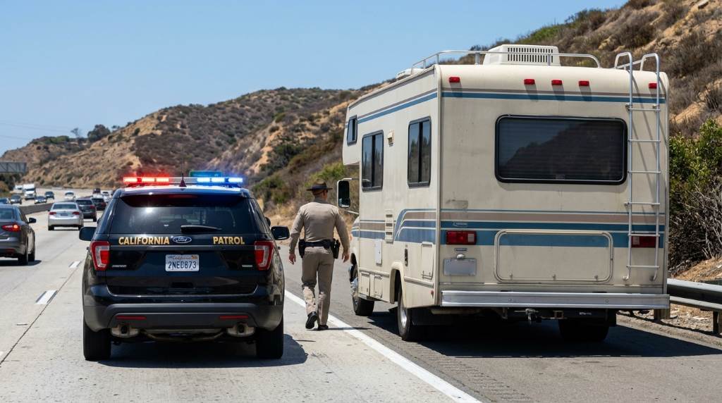 Properly secured load on a camper