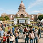 Crowds of book lovers gathering at the Texas State Capitol during the Texas Book Festival 2026 in Austin